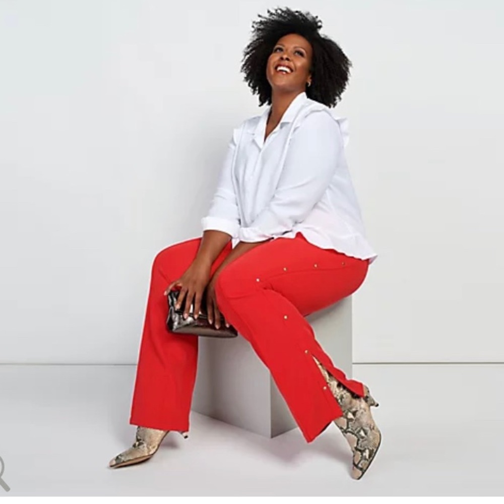 New-Red Pants side studs size 10P